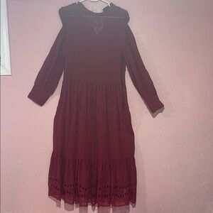 J. Crew Burgundy Long Sleeve Dress